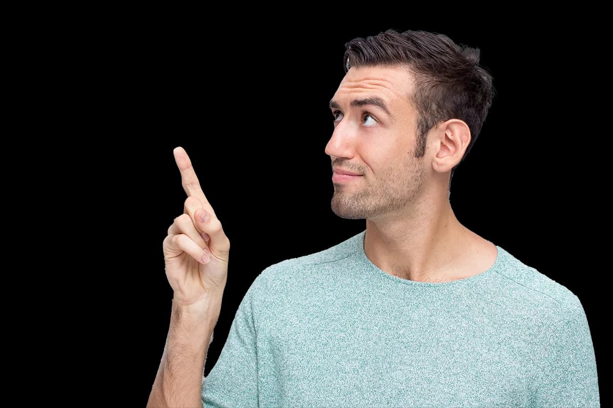Man pointing to the content